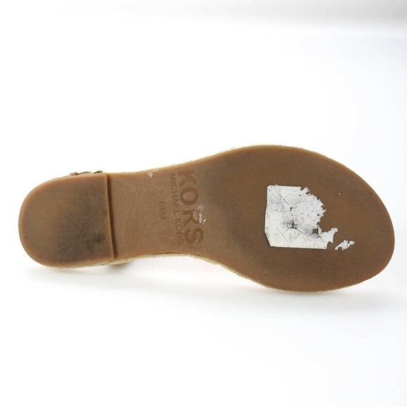 Michael Kors T-Strap Sandals Brown Leather Pink - Picture 4 of 5